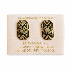 Vintage 24k Madrid Spanish Damascene Star Of David Earrings
